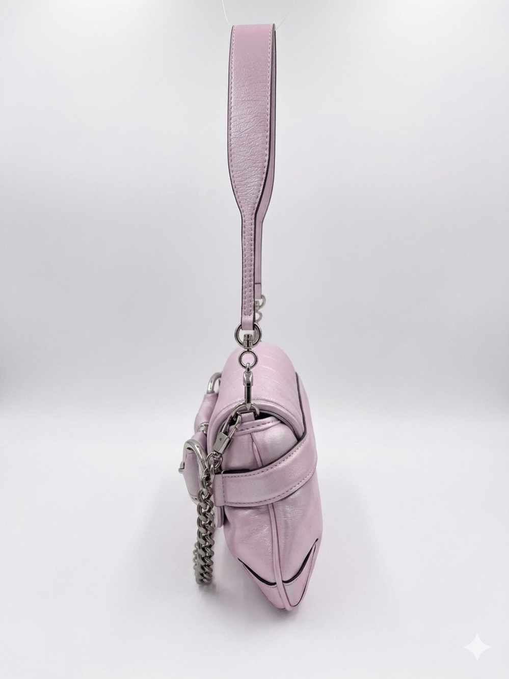 EUC Gucci Horsebit Chain Shoulder Bag Pink Iridescent Vertical Matelasse Quilted - Picture 4 of 16